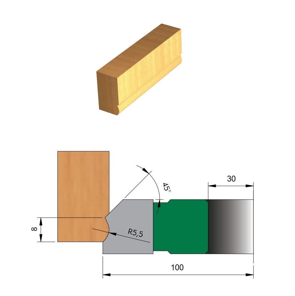 Fresa para Moldura de Batente de Veneziana Ø100 x 30 - 3 Dentes - Cód. 1320.01